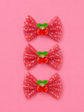 Cherry Sparkle Bow Clips